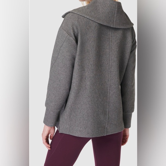 Sweaty Betty Ribbed Half Zip Sweater - Gray - Organic Cotton - US Size 4/Small - Picture 3 of 10